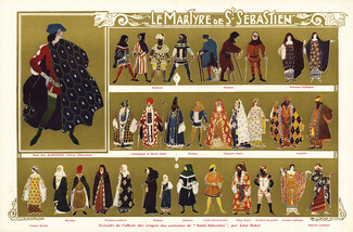 Léon Bakst 1911 Extraits de l'album des croquis des costumes de "Saint Sébastien", Theatre Costume, Ida Rubinstein
