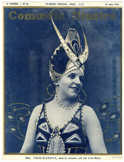Mlle Trouhanova 1911 dans "La Péri" de Paul Dukas, costume de Léon Bakst, Photo Chéri-Rousseau
