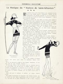 La Musique du Martyre de Saint Sébastien, 1911 - Russian Ballet, Ida Rubinstein, André Edouard Marty, Texte par Henry Gauthier-Villars, 2 pages