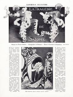 La Tragédie de Salomé, 1913 - Tamara Karsavina, Soudeïkine, Photos Gerschell, Text by Jacques Debey, 2 pages