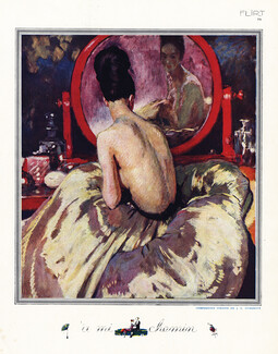 Jean-Gabriel Domergue 1922 "A mi Chemin" Elegant, Topless, Making-up
