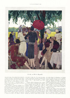 Le thé, au Polo de Bagatelle, 1926 - Pierre Mourgue Elegant Parisienne