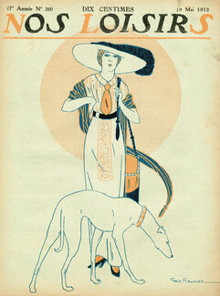 Géo Gaumet 1912 Cover, Elegant Parisienne, Sighthound, Dog