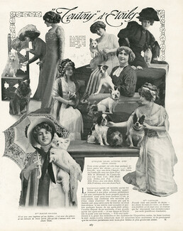 "Toutous d'étoiles" 1906 French Bulldog, Pekingese Dog, Fox Terrier, Monna Delza, Marthe Régnier