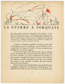 La Guerre à Torquate, 1922 - Charles Martin La Gazette du Bon Ton, Text by Pierre Mac Orlan, 4 pages
