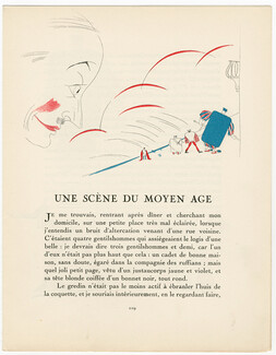 Une Scène du Moyen Age, 1924 - Charles Martin, Parfums Violet, Sylviane. La Gazette du Bon Ton, n°6, Texte par Marcel Astruc, 4 pages