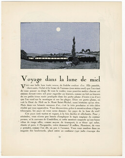 Voyage dans la lune de miel, 1921 - André Edouard Marty Gazette du Bon Ton, Lovers, Text by Jean-Louis Vaudoyer, 4 pages