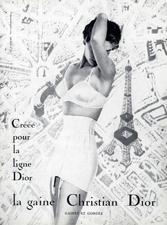 Christian Dior (Lingerie) 1955 Girdle, Bra, Eiffel Tower, Photo Marai-Marforen