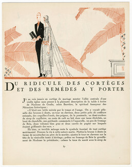 Du ridicule des Cortèges et des remèdes a y porter, 1921 - Benito Gazette du Bon Ton, Wedding Dress, Text by Jean de Bonnefon, 4 pages