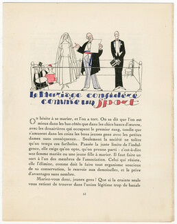 Le Mariage considéré comme un Sport, 1921 - Zyg Brunner Gazette du Bon Ton, Wedding Dress, Text by Marcel Astruc, 4 pages