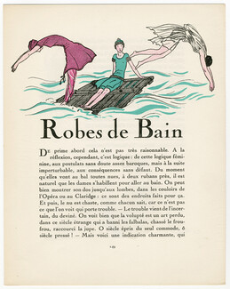 Robes de Bain, 1922 - Pierre Brissaud Gazette du Bon Ton, Beachwear, Texte par Nicolas Bonnechose, 4 pages