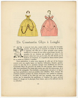De Constantin Ghys à Longhi, 1914 - George Barbier & Bernard Boutet de Monvel Gazette du Bon Ton, Carnaval, Harlequin, Crinoline, Text by F. de Cange, 4 pages