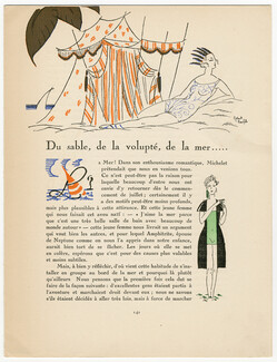 Du sable, de la Volupté, de la Mer..., 1920 - Robert Bonfils Beachwear, Swimwear, Gazette du Bon Ton, Texte par Gérard Bauër, 4 pages