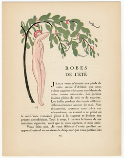 Robes de l'été, 1920 - Mario Simon Summer Dresses, Swimwear, Gazette du Bon Ton, Texte par Georges Armand Masson, 4 pages