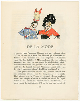 De la Mode, 1913 - Enrico Sacchetti Gazette du Bon Ton, Fashion Illustration, Texte par Nozière, 7 pages