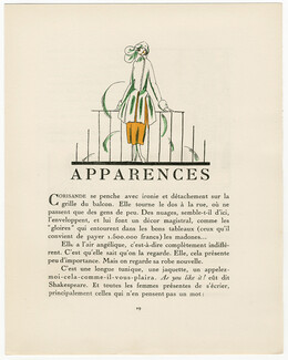 Apparences, 1921 - Marthe Romme Gazette du Bon Ton, Fashion Illustration, Text by Hervé Lauwick, 4 pages