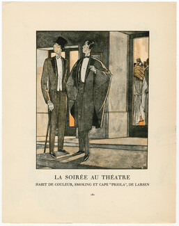 Gazette du Bon Ton 1922 La soirée au Théâtre, Men's Cothing, Larsen, Pierre Mourgue