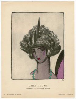 L'Aile de Jais, 1922 - Llano Florès, Chapeau de Camille Roger. La Gazette du Bon Ton, n°1 — Planche 3