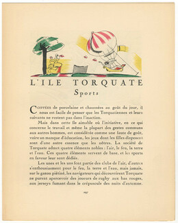 L'Île Torquate - Sports, 1920 - Charles Martin Gazette du Bon Ton, Texte par Pierre Mac Orlan, 4 pages