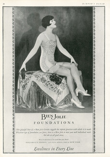 Bien Jolie (Lingerie) 1927 Corselette Girdle, Stockings Garters, Shawl