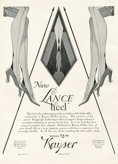 Kayser (Hosiery, Stockings) 1927 "Now Lance Heel"