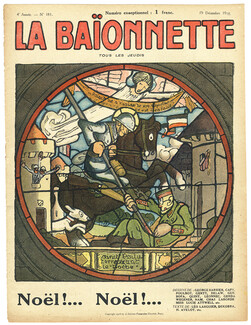 Gus Bofa 1918 Saint-Poilu terrassant le Boche, La Baïonnette Cover