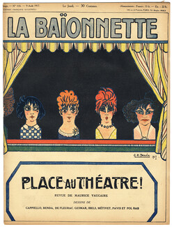 La Baïonnette 1917 n°110 Place Au Théâtre, G K Benda, Mistinguett, Gesmar... 16 pages, 16 pages
