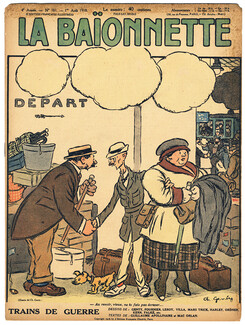 La Baïonnette 1917 n°161 Trains de Guerre, Genty, Hass, Villa, Ray Ordner, Harley, Texte Guillaume Apollinaire, 16 pages, 16 pages