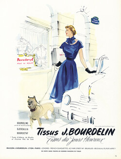 Bourdelin (Fabric) 1950 Robe Piguet, Pierre Pagès, Dog
