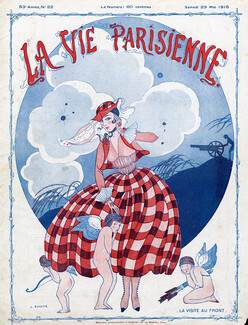 George Barbier 1915 "La Visite au Front" Elegant, Summer Dress