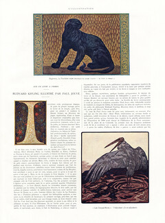 Rudyard Kipling illustré par Paul Jouve, 1921 - Bagheera, Panther, Kaa, Python, Peacock..., Text by Gustave Babin, 4 pages