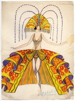 Madeleine Vilpelle 1920 Original Costume Design, Woman in Circassian costume