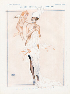 Georges Léonnec 1916 ''Un Bon Conseil, Madame'' Sexy Girl Topless