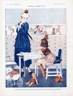Georges Léonnec 1917 "Simple Question", Children, Doll