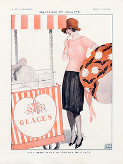 Georges Léonnec 1922 ''Innocence et Volupté'' Ice cream Hatbox