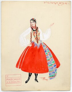 Freddy Wittop 1930s, Original Costume Design, Hungarian, Gouache, Folies Bergère