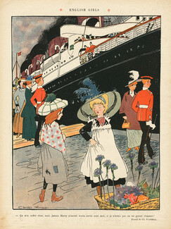 Charles Pourriol 1910 English Girls, ocean liner