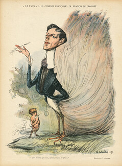 Charles Léandre 1904 "Le Paon" Francis de Croisset, Caricature