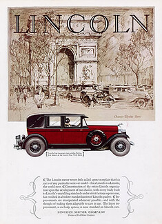 Lincoln (Cars) 1927 Berline, Champs-Elysées, Arc De Triomphe