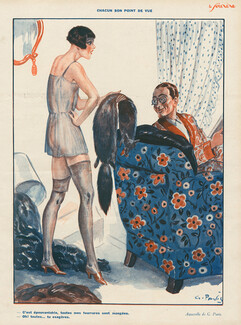 Georges Pavis 1920s, Sexy Looking Girl, Pajamas, Lingerie, Fur Fox