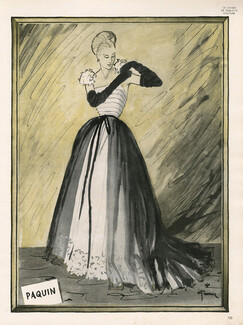 Paquin 1945 Evening Gown, René Gruau