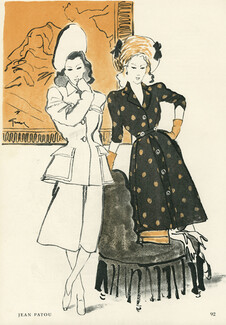 Jean Patou 1945 René Gruau, Summer Dress, Tuxedo