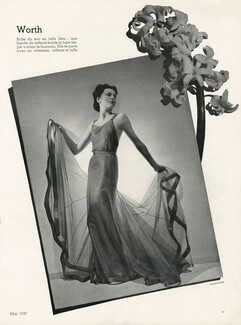 Worth 1937 Tulle & Taffetas, Evening Dress, Fashion Photography