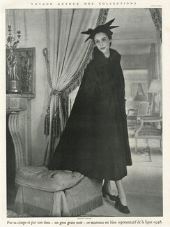 Jeanne Lanvin 1948 Black Coat, Photo Eugène Rubin