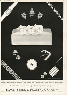 Black Starr And Frost Gorham 1930 Scotty bracelet, cigarette box elephants...
