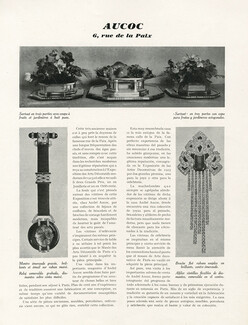 Aucoc, 1926 - Watch emerald black ribbon, Brooch Pendant Brilliants, 1 pages