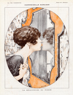Hérouard 1919 "La récompense du miroir" Kiss