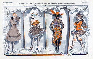 Herouard 1915 "Les Etrennes des Alliés" Sexy Girls, Française, Scottish, African..