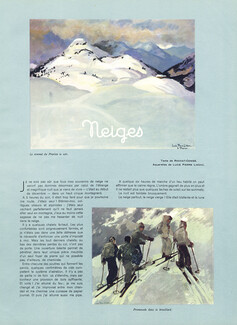 Lucie Pierre Lissac 1938 "Neiges", Ski, Winter Sports, Alpes, Chamonix, L'Alpe d'Huez, Val d'Isère, Warens, 4 pages