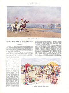 Deauville, Hier et Aujourd'hui, 1935 - J. Simont Horse Racing, Clairefontaine, Racetrack, Yachts, Polo, Texte par Robert de Beauplan, 6 pages